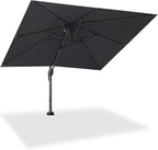 PURPLE LEAF 8' X 8' Patio Umbrella with In-ground Base for Pool 7' High Offset Outdoor Cantilever Umbrella Swimming Pool Umbrella with 360°Rotation for Poolside Grey