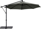 ABCCANOPY 10FT Cantilever Umbrella Offset Hanging Patio Umbrella with Base Stand Rotate and Tilt，Suitable for Garden, Lawn, Backyard（Dark Grey）