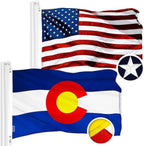 G128 Combo Pack: USA American Flag 3x5 Ft Embroidered Stars & Colorado State Flag 3x5 Ft Embroidered