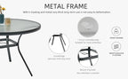 5-Piece Outdoor Patio Dining Set, 40-Inch Round Glass Table with 4 Stackable Chairs, Beige Grey