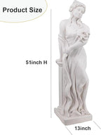 Outdoor Large Nymph Statue, 51Inch Garden Sculpture Decor, Roman Pillar Goddess of Greek Mythology Roman Style for Patio Yard Lawn Porch