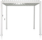 Mirador 111S Round Louvered Pergola Gazebo, 10Ft x 10Ft, Full Aluminum Frame, Adjustable Roof, Outdoor, Durable, White
