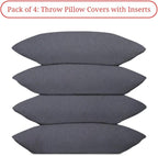 Covers & All Premium Square Throw Pillow Inserts with Covers Set of 4, 20 x 26 Inches Charcoal Gray, Decorative Cushions for Couch Sofa Home Decor Office Travel UV Resistant Waterproof Soft Cushions
