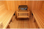 Smartmak Outdoor Wood Barrel Sauna Room, 6 Person Canadian Hemlock Traditional Wooden Steam Saunas with Canopy, 220V Steam Spa with 6kw Heater, Rocks, Water Bucket, Spoon, Light,195℉