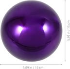 Happyyami Stainless Steel Mirror Reflective Ball Purple Gazing Ball for Garden Decor 15Cm Outdoor Accent 2Pcs Set