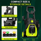 Electric Pressure Washer, 4000PSI 2.8GPM Power Washer, 3-in-1 Self-Priming High Pressure Washer, for Cars, Patio, Deck