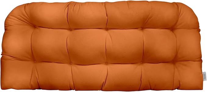RSH DECOR: Sunbrella Tufted Wicker Loveseat Cushion | 41” x 19" | Water and Fade-Resistant Performance Fabric | Outdoor Settee Cushion for Patio Furniture | Canvas Tuscan