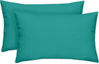 RSH DECOR: Lumbar Throw Pillows Set of 2 | 20” x 12" | All-Weather Spun Fabric | Water and Fade-Resistant | Outdoor Support Pillows for Patio Furniture | Cancun (Blue, Green)