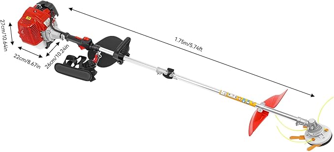 Weed Wacker Gas Powered, 43cc 2-Stroke Cordless Grass String Trimmer Lawn Edger, Weed Eater Brush Cutter with Shoulder Strap, Grass Trimmer Tools for Garden and Yard