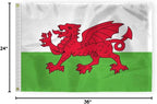 AGAS Wales Flag 2x3 ft Outdoor 200D Nylon Double Stitched Hem Never Rust Brass Grommets Canvas Header Welsh National Flag