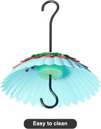 8" Bird Feeder Cover with Ant Moat, Skaithee Bird Feeder Baffle with Hummingbird Feeder Ant Guard & Rain Guard & Shepherd Hooks, Bright Colors Attract More Birds & Anti Rain/Snow/Ants (Blue 8 inches)