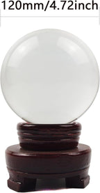Crystal Ball, Glass Balls, Decorative Balls, Clear Crystal Ball with Wooden Stand, K9 Glass Ball for Home Decoration, Photography, FengShui,Fortune Teller Accessories (120mm)
