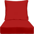 RSH DECOR: Deep Seating Cushion with Pillow Back | 24” x 27” Seat | All-Weather Spun Fabric | Water and Fade-Resistant | Outdoor Chair Cushion Set for Patio Furniture | Red