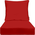 RSH DECOR: Deep Seating Cushion with Pillow Back | 24” x 27” Seat | All-Weather Spun Fabric | Water and Fade-Resistant | Outdoor Chair Cushion Set for Patio Furniture | Red