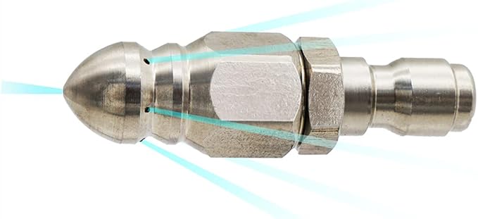 Pressure Washer Sewer Jetter Nozzle with Stainless Steel, Mini Compact Durable Sewer Jet Nozzle,Pressure Drain Jetter Hose Nozzle,1/4'' Quickly Connector, 5000 PSI (1 set)