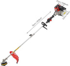 52cc 2-Stroke Multi-Function String Grass Trimmer/Edger/Brush Cutter with 7 Heads and Telescopic Aluminum Shaft, Gasoline-Powered Professional Grade for Yard Maintenance Landscaping Heavy-Duty Use