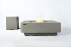 Elementi+ | Bundle Lucerne Gas Fire Pit Cast Concrete 42" Square Fire Table, Outdoor Fire Pit Electronic Ignition | Canvas Cover, Fire Glass and Burner Lid Included | Light Gray | Propane Gas