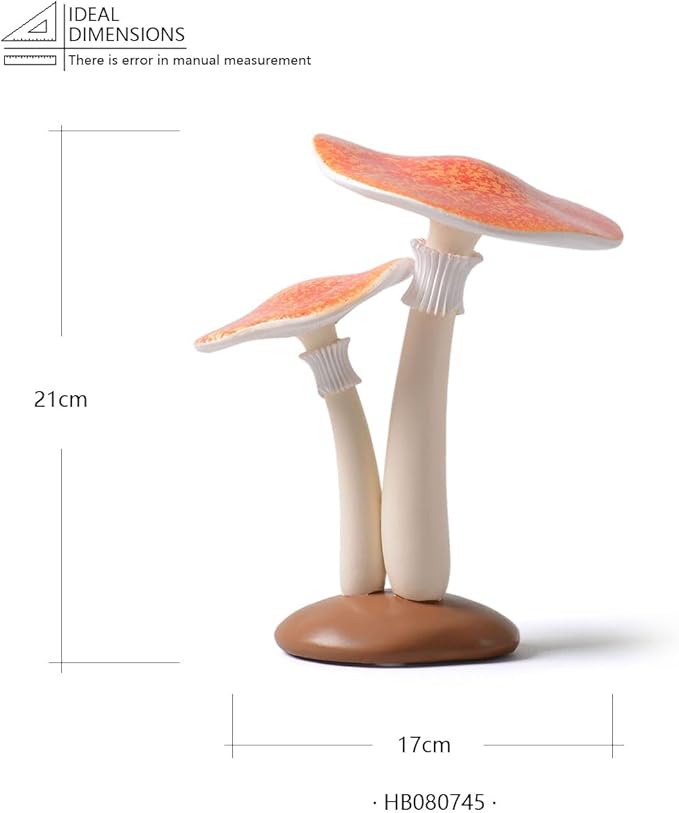 SEINHIJO Mushroom Decor Sculpture Garden Gifts Statue Outdoor Fairy Figurine Modern Patio Arts Polyresin 8.3inch