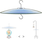 13" Glass Rain Cover for Bird Feeder Outdoors - Baffle on Shepherd Pole/Post or S Hook Hanging - Large Weather Guard Protective Dome - Clear (Dia. 33CM)