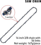 16-Inch Chainsaw Chain 4-Pack – 3/8" LP Pitch, .050" Gauge, 56 Drive Links, Semi-Chisel Replacement Chain for 16" Electric Mini Chainsaw and Pole Pruner