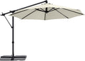 ABCCANOPY 10FT Cantilever Umbrella Offset Hanging Patio Umbrella with Base Stand Rotate and Tilt，Suitable for Garden, Lawn, Backyard（Light Beige）