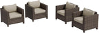 EAGLE PEAK Harbor Haven 4 Piece Wicker Patio Chair, Deep Seating Armchair, Weather Resistant Outdoor Furniture for Patio, Deck, Garden, Brown/Beige