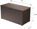 Stylish Indoor/Outdoor Storage Deck Box,Resin,Large Capacity, Weather-Resistant, Lockable lid and Side handles. (Brown, 170 Gallon)