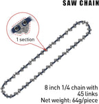 8-Inch Micro Chainsaw Chain 4-Pack – 1/4" Pitch, .043" Gauge, 45 Drive Links, Semi-Chisel Replacement Chain for Precision Pruning Saw & Bonsai Trimmer
