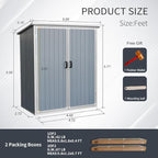 5x3 FT Resin Outdoor Storage Shed with Floor, Waterproof Resin Cabinet with Lockable Door, Outside Plastic Tool Garden Sheds for Backyard Lawn Patio Furniture, Bikes, Accessories, Gray