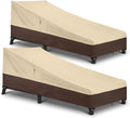 Arcedo Outdoor Lounge Chair Covers 2 Pack, Heavy Duty Waterproof Patio Chaise Lounge Cover for Garden Furniture, Protect Your Pool Chairs in Winter, 76"L x 30"W x 25"H, Beige and Brown