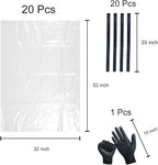 6 Mil Clear Contractor Bags - 20 Pack Heavy Duty Contractor Trash Bags for 50/55/60 Gallon Large Clear Garbage Bags (Extra Thick, Tear Resistant) (32" X 52")