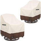 Outdoor Swivel Chair Covers Waterproof 2 Pack, Outdoor Chair Covers Patio Furniture Cover for Deck Patio Swivel Chair Heavy Duty, 30 W x 34 D x 36 H inches Beige and Brown