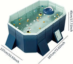 2.1m PVC Folding Pool, Non-Inflatable Portable Swimming Pool for Kids and Adults, Hard Plastic Shell Outdoor Pool with Foldable Design for Backyard, Patio, Beach