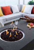 Elementi | Metropolis Gas Fire Pit Cast Concrete 56" Rectangular Fire Table, Outdoor Fire Pit Electronic Ignition | Canvas Cover, Lava Rock Included | Dark Gray (Natural Gas)