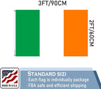Ireland Flag 2x3 FT 100% Made in The USA-Heavy Duty Vibrant Colours Double Sided Irish National Flag with 2 Brass Grommets for Home/Company/Indoor Outdoor Decoration