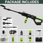 1200PSI Cordless Electric Pressure Washer Pro (21V 2000mAh 2 Batteries), 16.4FT Drain Hose, 6-in-1 Nozzle, Pressure Washer Gun for Cars Fences Driveways Patios Home Cleaning