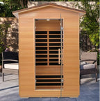 Far Infrared Sauna Home Sauna Outdoor Sauna for 2 Person, Dry Sauna with Low EMF 1950W,with Towel Rack and Cup Holder,Canadian Hemlock Wood