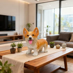 Resin Corgi Statue - Hand Painted & Fade Resistance & Weatherproof- Long Durability for Indoor and Outdoor - Garden Ornament