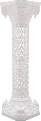 Roman Column Pedestal, Plastic White Columns for Weddings Indoor/Outdoor Roman Pillar Stand for Table Sculptures, Vase, Garden Decor (2PCS, 10.6 x 34.6 Inch Fretwork)
