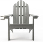 LUE BONA HDPS Adirondack Chairs Set of 2, Fire Pit Outdoor Chair Weather Resistant with Cup Holder, Modern Plastic Chair Plastic for Patio, Deck, Proch, 350LBS, Gray