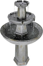 43.3” High Outdoor Water Fountain, 3-Tiers Concrete Outdoor Floor Waterfall Fountain with Pump & Splash Reduction Line for Yard Garden Patio Backyard Deck Relaxation Decor - Grey