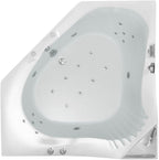 ARIEL 59" Triangular Platinum Whirlpool Bathtub with 22 Hydro Jets, Two-Person Jetted Hot Tub with Customizable Massage, Waterfall, Hot/Cold Inlets & Smart Features