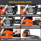 COOCHEER 62CC Gas Chainsaw 20 Inch, Top Handle 3.5 HP 2-Stroke Chain Saw Gas power with Carrying Bag & 2 Chains for Trees Wood Cutting and Tree Trimming