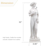 Outdoor Nymph Statues, 32Inch Garden Goddess Sculptures, Greek Mythology Roman Decor, Large Statues for Patio Yard Lawn Porch, Grey (Nymph-Grey)