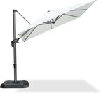 PURPLE LEAF 8 Feet Patio Umbrella Outdoor Cantilever Square Umbrella Aluminum Offset Umbrella with 360-degree Rotation for Garden Deck Pool Patio, White