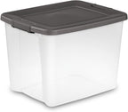 Sterilite 12-Pack 50 Quart ShelfTote, Clear Plastic Storage Organizer Bins with Gray Lids – Stackable Home and Office Containers for Closet or Shelves