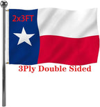 Jayus Double Sided Texas State Flag 2x3 FT Outdoor- 220D Heavy Duty Republic of Texas Flags Banners- Vivid Colors UV Resistant TX Flags with 2 Brass Grommets