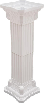 Roman Column Pedestal, Plastic White Columns for Weddings Indoor/Outdoor Roman Pillar Stand for Table Sculptures, Vase, Garden Decor (4PCS, 11.8 x 35.4 Ihch Square)