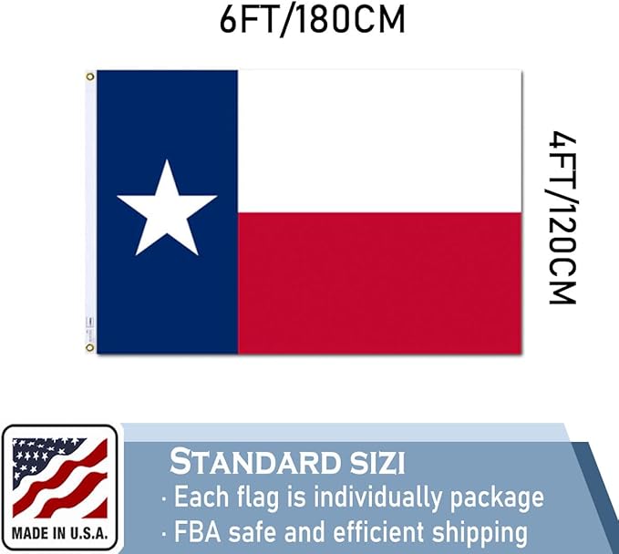 Texas State Flags 4x6 Outdoor Heavy Duty Double Sided Nylon Vivid Color Anti-Fading with 2 Brass Grommets for Home/Company/Indoor Outdoor Decoration