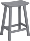 nalone 24 Inch Outdoor Bar Stool, HDPE Bar Chairs with Footrest, Weather Resistant Waterproof Bar Stools Outside Bar Height Stools for Bar, Kitchen Counter, Yard, Balcony (Grey, 24'' Barstools)